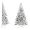 Image de Demi sapin de Noël artificiel avec support argenté 240 cm PET