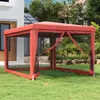 Image de vidaXL Partytent met 4 mesh zijwanden 3x4 m HDPE rood319235