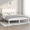Image de Cadre de lit sans matelas blanc 140x190 cm bois massif