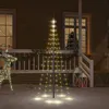Image de vidaXL Sapin de Noël sur Mât de Drapeau Ornement de Fête Décoration de Vacances Arbre de Noël de Jardin Extérieur 108 LED Blanc Chaud 180 cm