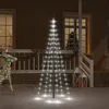 Image de vidaXL Sapin de Noël sur Mât de Drapeau Ornement de Fête Décoration de Vacances Arbre de Noël de Jardin Extérieur 108 LED Blanc Froid 180 cm