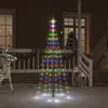 Image de vidaXL Sapin de Noël sur Mât de Drapeau Ornement de Fête Décoration de Vacances Arbre de Noël de Jardin Extérieur 108 LED Colorées 180 cm