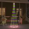 Image de vidaXL Sapin de Noël sur Mât de Drapeau Ornement de Fête Décoration de Vacances Arbre de Noël de Jardin Extérieur 310 LED Colorées 300 cm