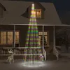 Image de vidaXL Sapin de Noël sur Mât de Drapeau Ornement de Fête Décoration de Vacances Arbre de Noël de Jardin Extérieur 732 LED Colorées 500 cm