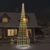 Image de vidaXL Sapin de Noël sur Mât de Drapeau Ornement de Fête Décoration de Vacances Arbre de Noël de Jardin Extérieur 1134 LED 343533