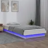 Image de Cadre de lit à LED sans matelas blanc bois massif