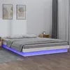 Image de Cadre de lit à LED sans matelas blanc bois massif