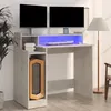 Image de Bureau et lumières LED Gris béton 97x45x90 cm Bois d'ingénierie