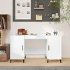 Image de vidaXL Bureau Blanc brillant 140x50x75 cm Bois d'ingénierie