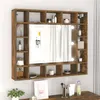 Image de vidaXL Spiegelkast met LED-verlichting 91x15x76,5 cm gerookt eiken820448