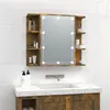 Image de Armoire à miroir avec LED Chêne fumé 70x16,5x60 cm