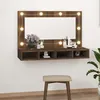Image de vidaXL Spiegelkast met LED-verlichting 90x31,5x62 cm bruin eikenkleur820459