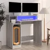 Image de vidaXL Bureau et lumières LED Sonoma gris 97x45x90cm Bois d'ingénierie