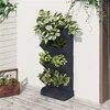 Image de vidaXL Ensemble de jardinières verticales 4 pcs Anthracite PP, jardinière, boîte à fleurs, pot de jardin, lit surélevé 152207