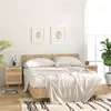 Image de Tables de chevet 2pcs Blanc Bois de pin massif et rotin naturel