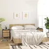Image de Tables de chevet 2 pcs Noir Bois de pin massif et rotin naturel