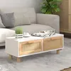 Image de Table basse Blanc 80x40x30 cm Bois d ingénierie et pin massif