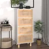Image de Buffet Blanc 40x30x90 cm Bois de pin massif et rotin naturel