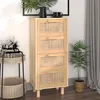 Image de Buffet Marron 40x30x90 cm Bois de pin massif et rotin naturel