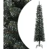 Image de vidaXL Sapin de Noël Artificiel Mince avec Support Arbre de Noël Décoration de Vacances Ornement de Noël Décoration de Fête Salon Vert 210 cm PVC