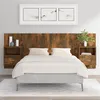 Image de vidaXL Tête de Lit avec Armoires Tête de Lit Flottante Murale Accessoire de Lit Meuble de Chambre à Coucher Chêne Fumé Bois d'Ingénierie