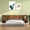 Image de vidaXL Tête de Lit avec Armoires Accessoire de Lit Tête de Lit Flottante Murale Meuble de Chambre à Coucher Chêne Fumé Bois d'Ingénierie
