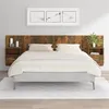 Image de vidaXL Tête de Lit avec Armoires Accessoire de Lit Tête de Lit Flottante Murale Meuble de Chambre à Coucher Chêne Fumé Bois d'Ingénierie