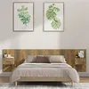 Image de vidaXL Tête de Lit avec Armoires Accessoire de Lit Meuble de Chambre à Coucher Tête de Lit Flottante Murale Chêne Fumé Bois d'Ingénierie