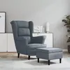 Image de Fauteuil à oreilles avec tabouret gris foncé velours
