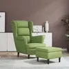 Image de Fauteuil à oreilles avec tabouret vert clair velours