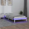 Image de vidaXL Cadre de Lit à LED Sommier à Lattes Lit Simple Lit Adulte Cadre à Lattes sur Pied Meuble de Chambre à Coucher Blanc 75x190 cm Bois Massif