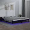 Image de vidaXL Bedframe LED massief hout zwart 140x190 cm820655