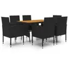 Image de Mobilier à dîner d'extérieur vidaXL 7 pièces Résine tressée Noir