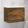 Image de Meuble lavabo avec bassin intégré Chêne fumé Bois d ingénierie