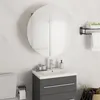 Image de vidaXL Badkamerkast met ronde spiegel en LED 47x47x17,5 cm zwart345584
