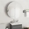 Image de Armoire de salle de bain miroir rond et LED Noir 54x54x17,5 cm