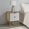 Image de Table de chevet OTTA marron et blanc 45x39x57cm bois pin massif