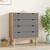 Image de Commode OTTA Marron et gris 76,5x39,5x90 cm Bois de pin massif