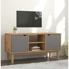 Image de vidaXL Meuble TV Centre de Divertissement Armoire Stéréo Armoire Multimédia Salle de Séjour Intérieur Marron et Gris 113,5x43x57 cm Bois de Pin Massif