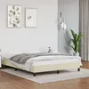 Image de vidaXL Cadre de Lit Sommier à Lattes Lit Rembourré Cadre à Lattes Lit Double Adulte Meuble de Chambre Intérieur Crème 140x190 cm Similicuir 346900