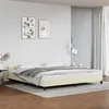 Image de Cadre de lit avec tête de lit sans matelas crème 200x200 cm