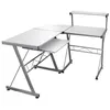 Image de vidaXL Bureau d'ordinateur d'angle Blanc 132x112x99 cm Bois ingénierie