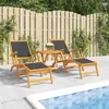 Image de vidaXL Chaises longues d'extérieur et table Acacia massif et textilène 3120443