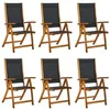 Image de vidaXL Chaises de jardin pliantes 6 pcs Bois d'acacia massif Textilène 3120455