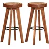 Image de Tabourets de bar 2 pcs Cuir véritable et bois d acacia solide