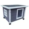 Image de LEXLIFE Maison d'extérieur pour chats 57x45x43 cm Bois Gris et blanc Multicolore