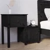 Image de vidaXL Table de chevet Noir 79,5x38x65,5 cm Bois de pin massif814547