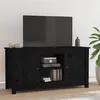 Image de Meuble TV Noir 103x36,5x52 cm Bois de pin massif