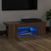 Image de Meuble TV avec lumières LED Chêne marron 90x39x30 cm