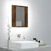 Image de vidaXL Armoire à miroir LED de salle de bain chêne fumé 40x12x45 cm, armoire à miroir de salle de bain, miroir de 822833